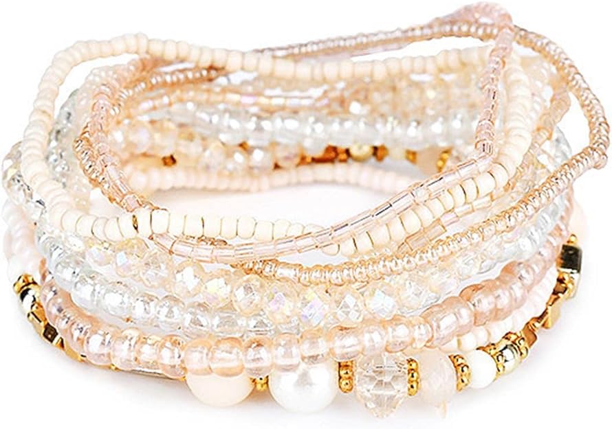 Fuqimanman2020 Bohemian Crystal Beaded Stackable Bracelets Handmade...