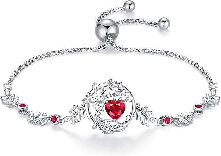FANCIME Tree of life Birthstone Bracelet for Women Sterling Silver ...