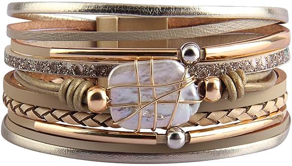 Fesciory Leather Wrap Bracelets for Women