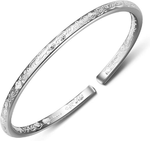 999 Solid Sterling Silver Bangle Cuff Bracelets for Women's | Sterl...