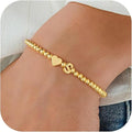 M MOOHAM Heart Initial Bracelet for Women - Dainty Gold Beaded Brac...