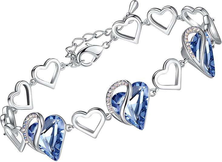 Leafael Valentine's Day Heart Link Bracelets for Women