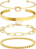 Reoxvo 14K Gold Plated Bangle Cuff Bracelets for Women Non Tarnish ...
