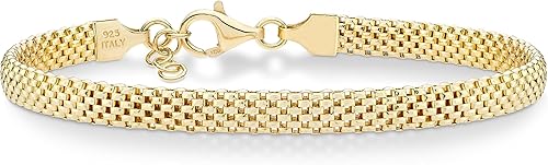 Miabella 18K Gold Over Sterling Silver Italian 5mm Mesh Link Chain ...