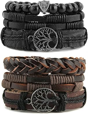 HZMAN Genuine Leather Tree of life Bracelets Men Women