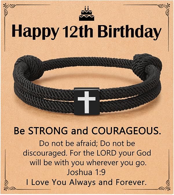 UNGENT THEM Cross Bracelet Happy 8-16th Birthday Gifts for Him Son ...