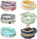 LOYALLOOK 6 Sets Bohemian Stackable Bead Bracelets for Women Stretc...